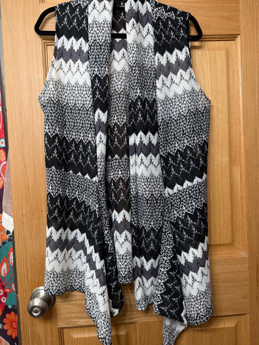 Jockey Black, Gray & White Knit Open-Front Vest